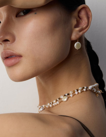 Noir & Or - Sterling Silver Jewelry Set with Natural Stones & Pearls - Bracelet | Lierah