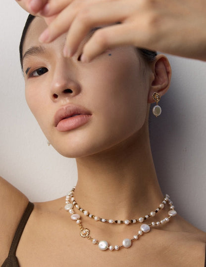 Noir & Or - Sterling Silver Jewelry Set with Natural Stones & Pearls - Bracelet | Lierah